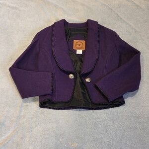 Vintage Women's Western Bolero Wool Jacket Mid West Garment Co. Purple Small